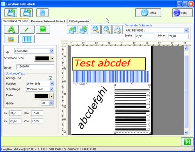Screenshot of EASYBARCODELABEL 1.11